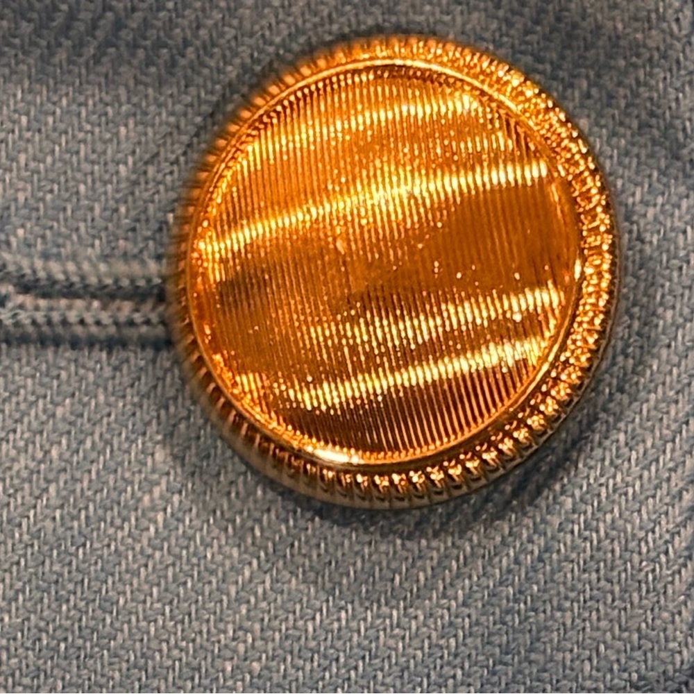 Ann Taylor Linen Blend Sailor Pants Size 16 Blue Wide Leg High Rise Gold Button - Picture 5 of 7